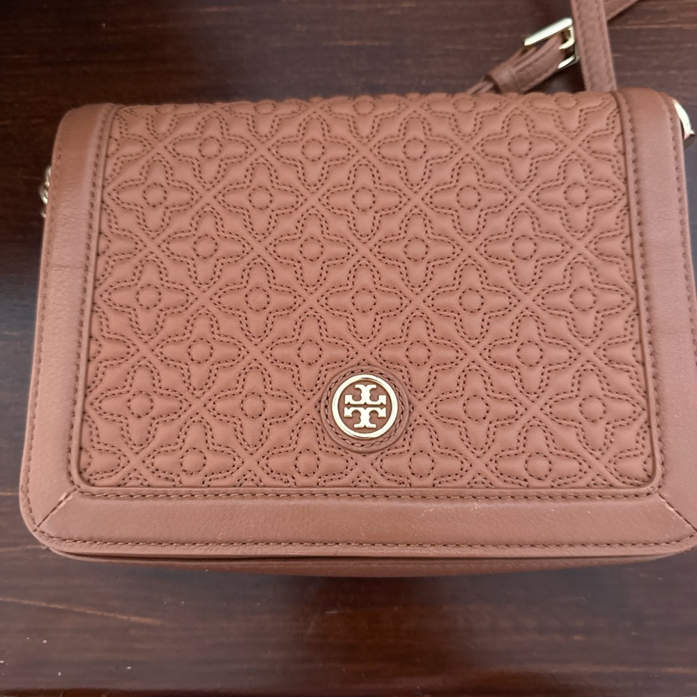 Tory Burch Tan Embossed Crossbody Bag